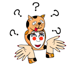 Fanny who put on a whole wear of a cat. sticker #8835862