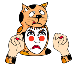 Fanny who put on a whole wear of a cat. sticker #8835867