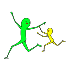 Duo of green and yellow sticker #8854860