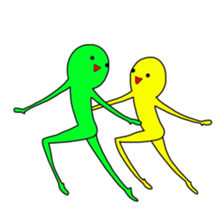 Duo of green and yellow sticker #8854862