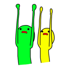 Duo of green and yellow sticker #8854876