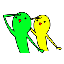 Duo of green and yellow sticker #8854877