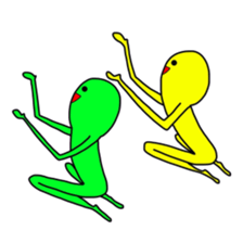 Duo of green and yellow sticker #8854878