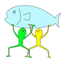 Duo of green and yellow sticker #8854880