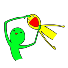 Duo of green and yellow sticker #8854886