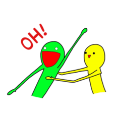 Duo of green and yellow sticker #8854887