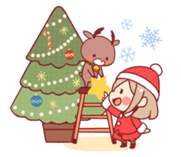 Santa girl & reindeer sticker #8860016