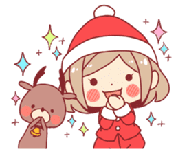 Santa girl & reindeer sticker #8860017