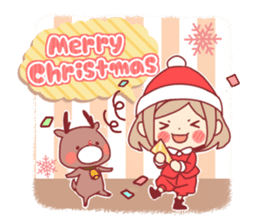 Santa girl & reindeer sticker #8860018