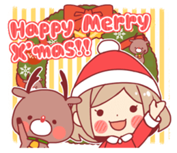 Santa girl & reindeer sticker #8860019