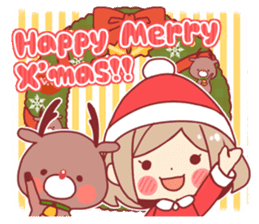 Santa girl & reindeer sticker #8860019