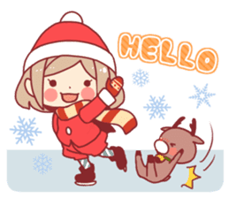 Santa girl & reindeer sticker #8860020