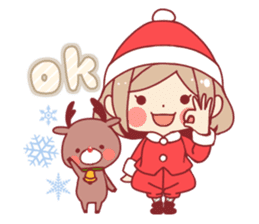 Santa girl & reindeer sticker #8860022