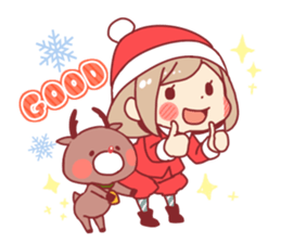 Santa girl & reindeer sticker #8860023