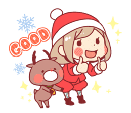 Santa girl & reindeer sticker #8860023