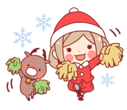 Santa girl & reindeer sticker #8860025