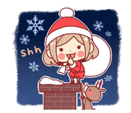 Santa girl & reindeer sticker #8860027