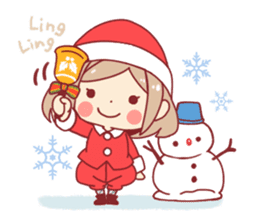 Santa girl & reindeer sticker #8860028