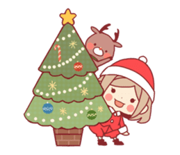 Santa girl & reindeer sticker #8860029