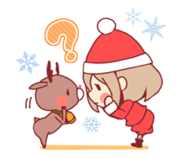 Santa girl & reindeer sticker #8860030