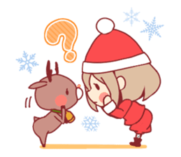 Santa girl & reindeer sticker #8860030