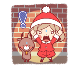 Santa girl & reindeer sticker #8860031