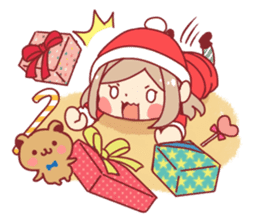 Santa girl & reindeer sticker #8860033