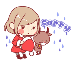 Santa girl & reindeer sticker #8860046