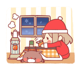 Santa girl & reindeer sticker #8860049