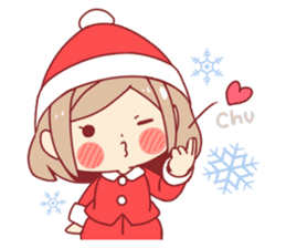 Santa girl & reindeer sticker #8860050