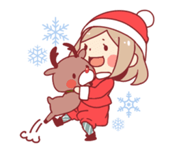 Santa girl & reindeer sticker #8860051