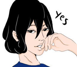 Black long-haired men sticker #8878256