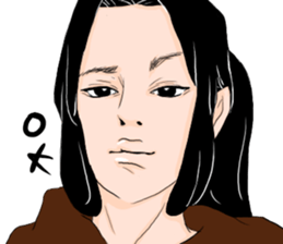 Black long-haired men sticker #8878257