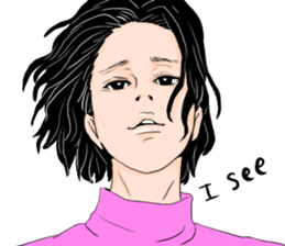 Black long-haired men sticker #8878263