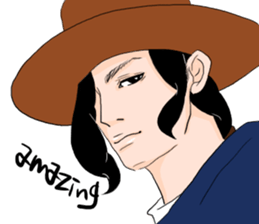 Black long-haired men sticker #8878265