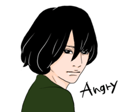 Black long-haired men sticker #8878266