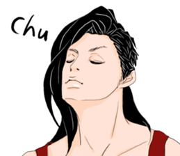 Black long-haired men sticker #8878268