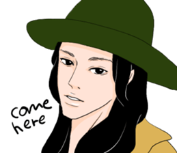 Black long-haired men sticker #8878269