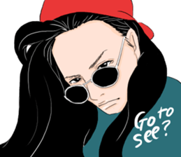 Black long-haired men sticker #8878270