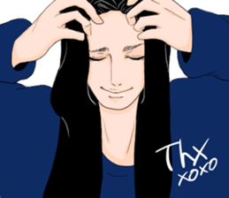 Black long-haired men sticker #8878280