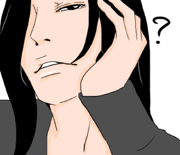 Black long-haired men sticker #8878281