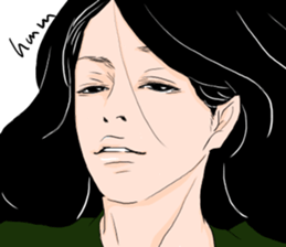 Black long-haired men sticker #8878289