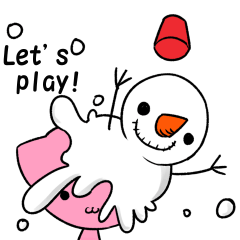 Snowman and cats a good friend