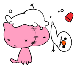 Snowman and cats a good friend sticker #8878335