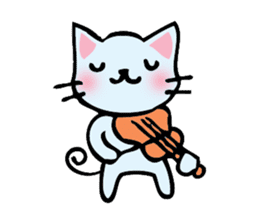 cat and musical instrument sticker #8884440