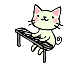 cat and musical instrument sticker #8884446