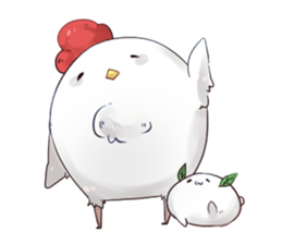 chicken plays with snow. sticker #8886300