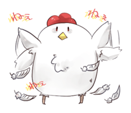 chicken plays with snow. sticker #8886310