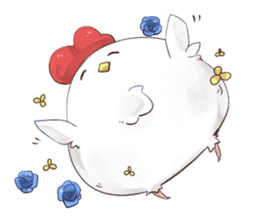 chicken plays with snow. sticker #8886325