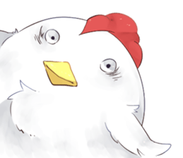 chicken plays with snow. sticker #8886331